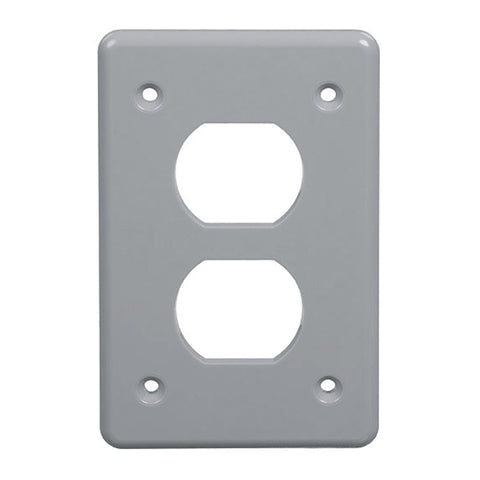 Grey Plastic 1-Gang Duplex Receptacle Plate