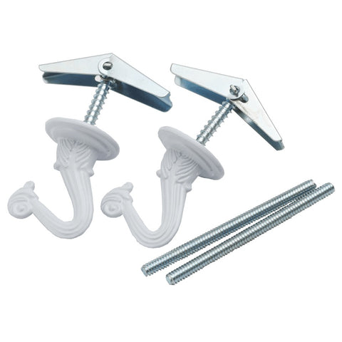 2 Pack 1-1/2" White Ceiling Hooks