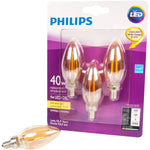 Philips 469700 Led 40W Chandelier Candelabra Base Soft White Amber (2700K) - 3 Pack