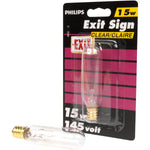 Philips 511782 Incandescent 15W T6 Exit Sign Clear