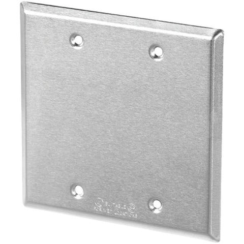 2 Gang Weatherproof Metal Silver Blank Receptacle Box Cover