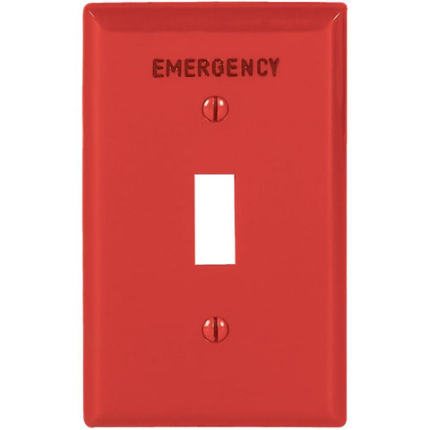 Red 'Emergency' 1-Toggle Switch Plate