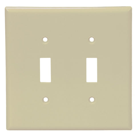 Ivory Plastic 2-Toggle Switch Plate