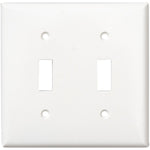 White Plastic 2-Toggle Switch Plate