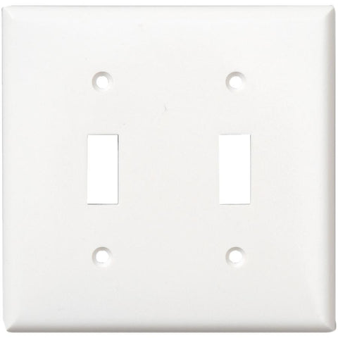 White Plastic 2-Toggle Switch Plate