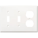 White 2-Toggle/1-Duplex Switch/Receptacle Plate