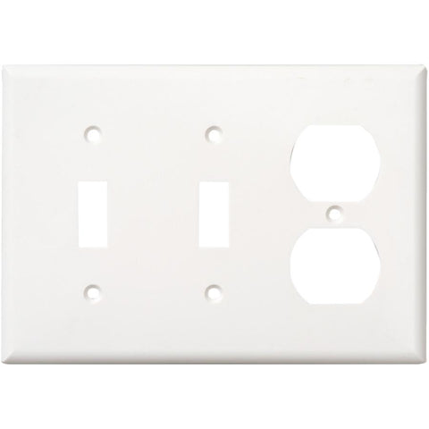 White 2-Toggle/1-Duplex Switch/Receptacle Plate