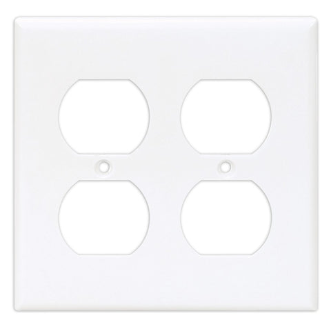 White Plastic 2-Gang Duplex Receptacle Plate