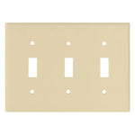 Ivory Plastic 3-Toggle Switch Plate