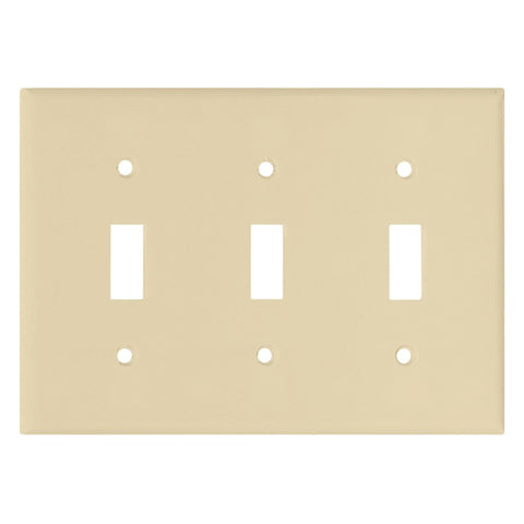 Ivory Plastic 3-Toggle Switch Plate