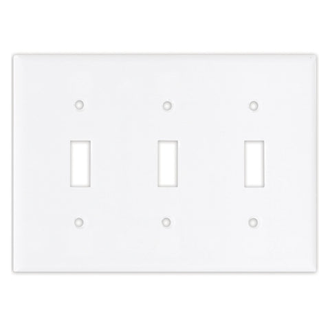 White Plastic 3-Toggle Switch Plate