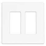 Screwless White 2-Gang Decorator Wall Plate