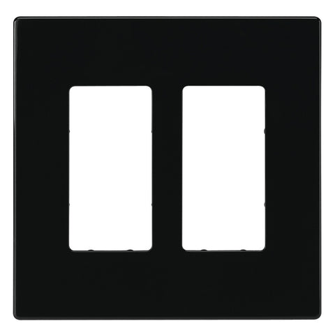 Screwless Black 2-Gang Decorator Wall Plate