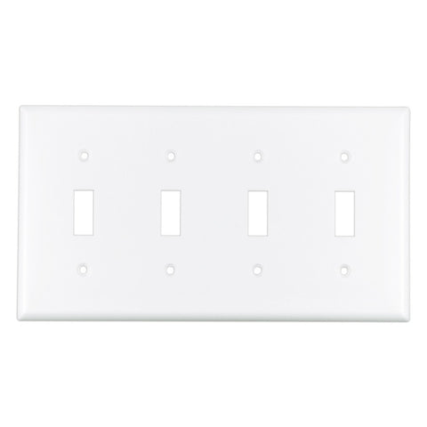 White Plastic 4-Toggle Switch Plate