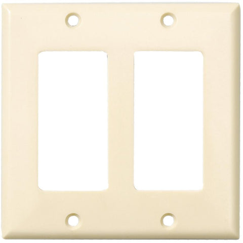 Ivory Plastic 2-Gang Decorator Wall Plate