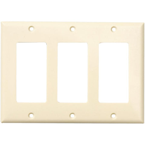 Ivory Plastic 3-Gang Decorator Wall Plate