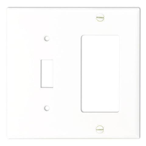 White 1-Toggle/1Decorator Switch/Receptacle Plate