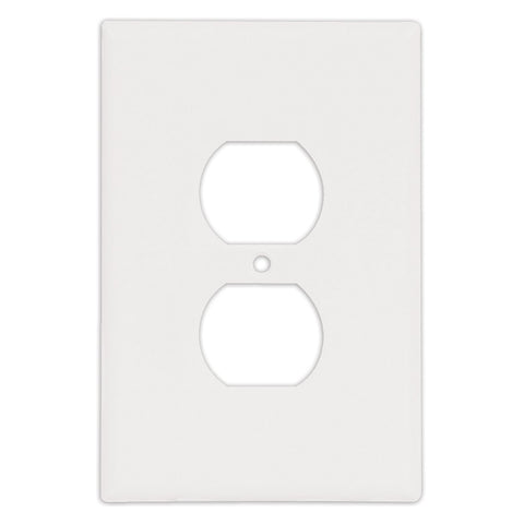 Jumbo White Plastic 1-Gang Duplex Receptacle Plate