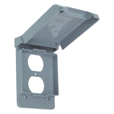 Grey Vertical Weatherproof Duplex Receptacle Cover