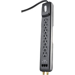 Woods 41617 Surge Protector with Resettable Safety Overload Feature, 7 Outlets, 2480J of Protection, 6' Cord, Black