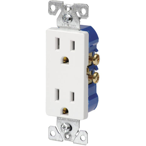 Decorator Duplex Receptacle - 15A + White