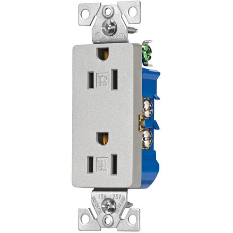 EATON TR1107SG-SP-L Designer Duplex Receptacle, Silver Granite