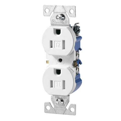 10-PACK 125 Volt 15 Amp Electrical Outlet Receptacle Plug WHITE RESIDENTIAL