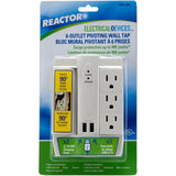 Pivoting 6 Outlet Wall Tap with Surge Protection and USB Ports