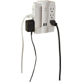 Pivoting 6 Outlet Wall Tap with Surge Protection and USB Ports