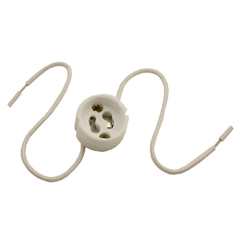 White Ceramic GU10 Socket W/Lead Wires - LA99