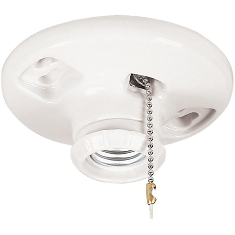 EATON 659-SP Eagle Ceiling Receptacle Lamp Holder, 660 W, Medium Base, Porcelain, White