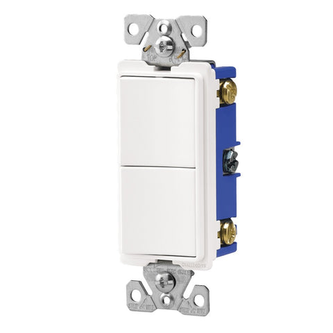 EATON Wiring 7728W-SP Decorator Two Single-Pole Combination Switch, White
