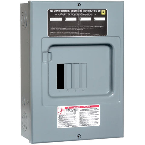 Schneider Electric QO4L100S Square D Sub Panel Loadcentre with 4 Spaces, 8 Circuits Maximum, Grey