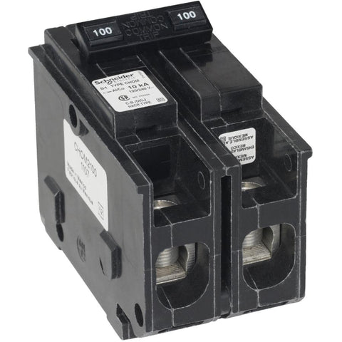 Schneider Electric CHOM2100CP Homeline Double Pole 100 Amp Plug-On Circuit Breaker, Black