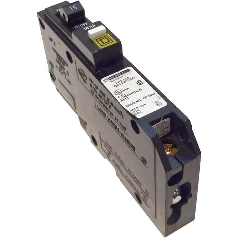 Schneider Electric QO115PCAFI Square D Qo Single Pole 15 Amp Combination Arc Fault Plug-On Circuit Breaker, Black