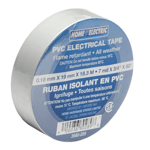 PVC Electrical Tape - White, 7 mil x 3/4" x 60'