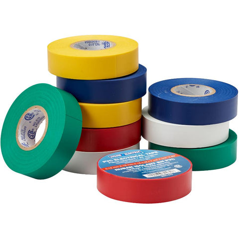 10 Pack Assorted Colours of 7mil x 3/4 inch(s) x 60' CSA Approved Electrical Tape