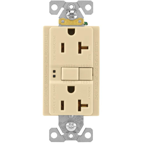 Eaton GFCI Self-Test 20A -125V Duplex Receptacle with Standard Size Wallplate, Ivory