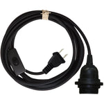 12' Black Socket/Fabric Cord Plug-in Pendant Light Kit
