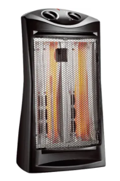 1500W Infrared Quartz Heater - with Thermostat, Black