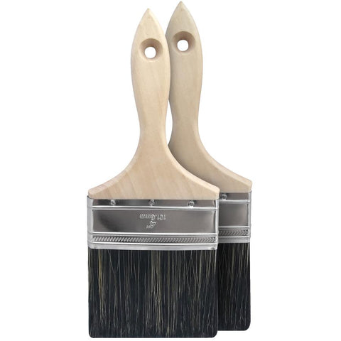 Staining and Painting Polyester Flat Brushes - 4"/100 mm, 2 Pack