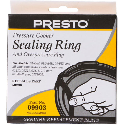 Presto 09903 Pressure Cooker Sealing Ring/Overpressure Plug Pack (3 & 4 Quart)