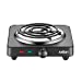 Salton Single Coil Portable Electric Cooktop with Large Burners, Variable Tempertature Control and Dual Indicator Lights, Perfect for Camping, 1000 Watts, Black (HP1940)