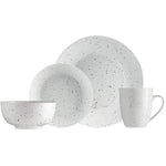 Safdie & Co. AM02777 16 Piece Speckle Dinner Set, 16pcs, White