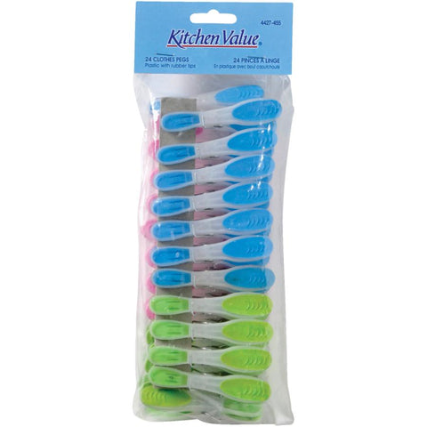 PolyGrip Clothespins - Assorted Colours, 24 Pack