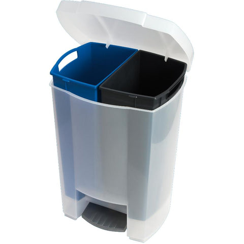 White 2 Bin Step-On Garbage Can