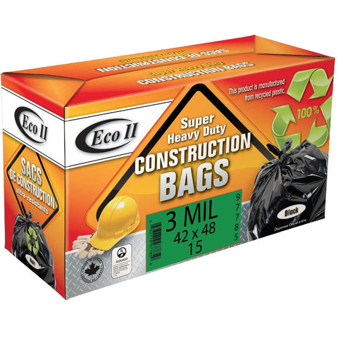 15 Pack 42 inch(s) x 48 inch(s) 3.0 Mil Black Heavy Duty Garbage Bags