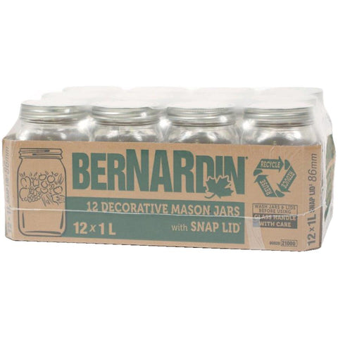 12 Pack 1L Wide Mason Jars