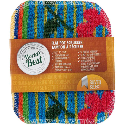 Flat Pot Scrubber - Multicolour, 4.5" x 5.75"