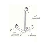 16" x 24" L-Shaped Left Hand Grab Bar - Chrome